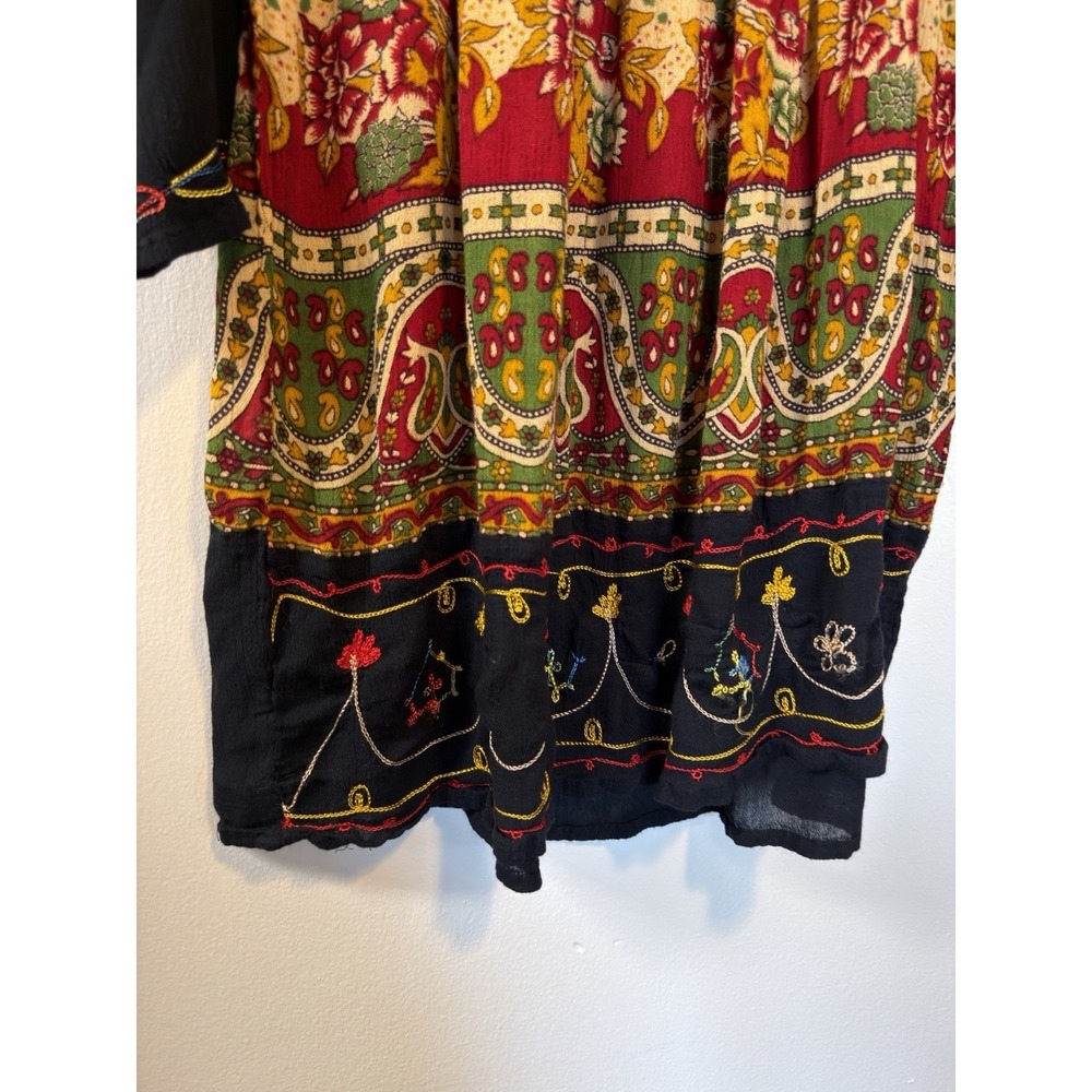Shubham Boho Embroidered Paisley Floral Tunic Mini Dress Rayon Multicolor OS - Picture 12 of 12